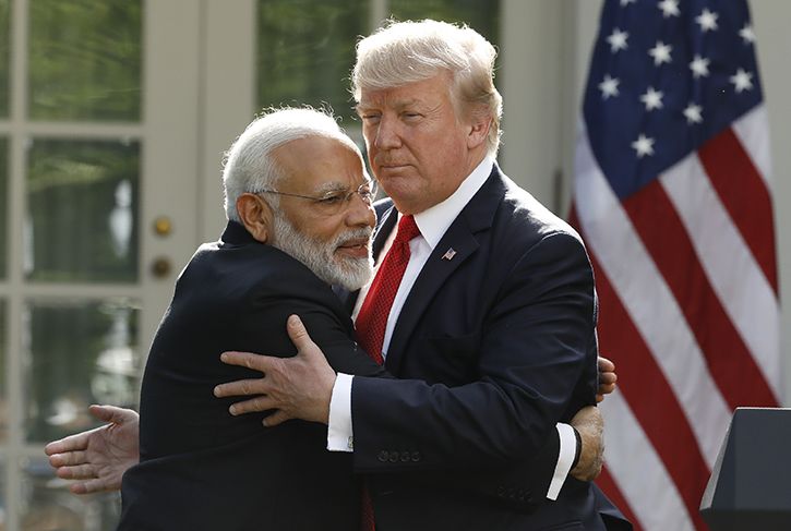 Modi hugs Trump in 2017