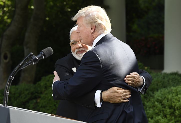 Modi hugs Trump in 2017