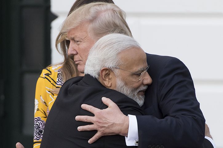 Modi hugs Trump in 2017